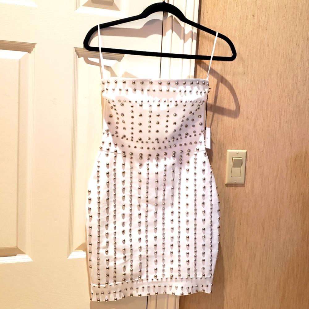 By the Way Studded White Bodycon Dress